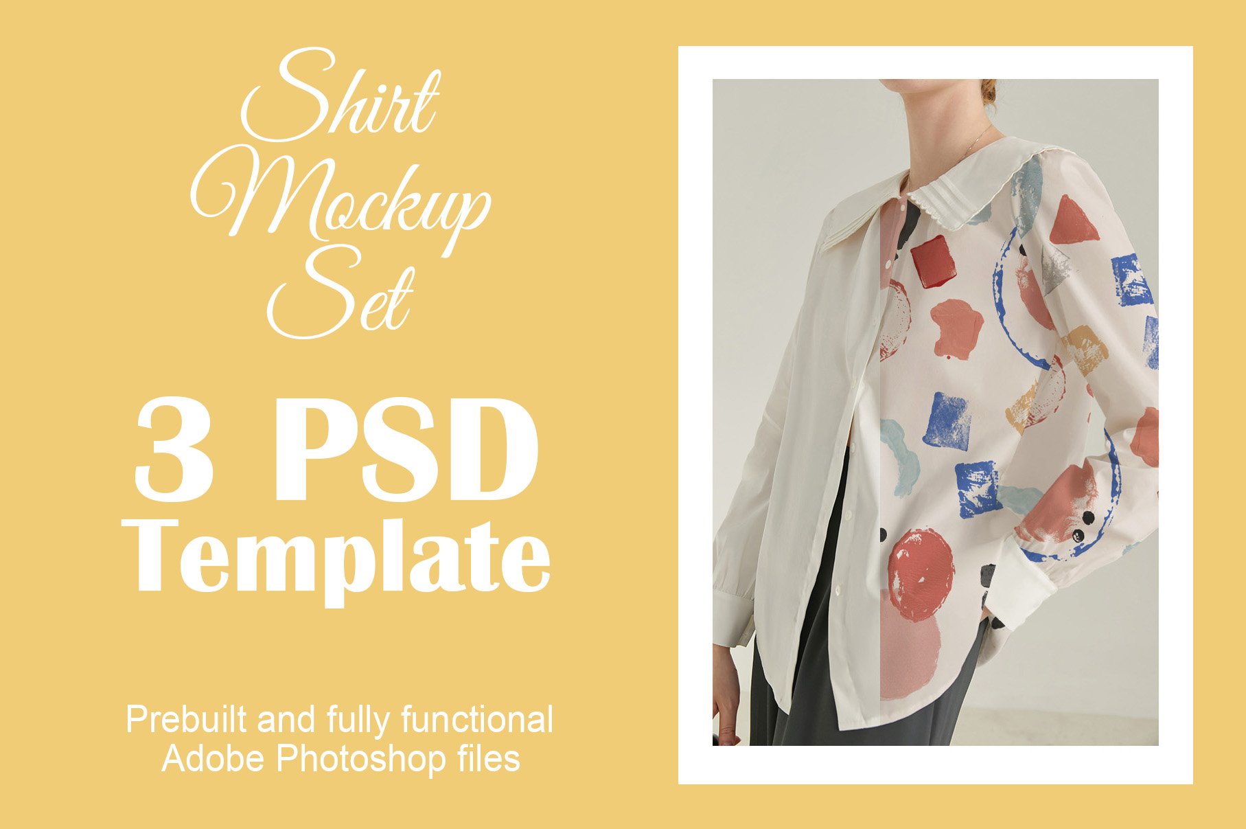 Shirt Mockup Set - 3 PSD Template cover image.