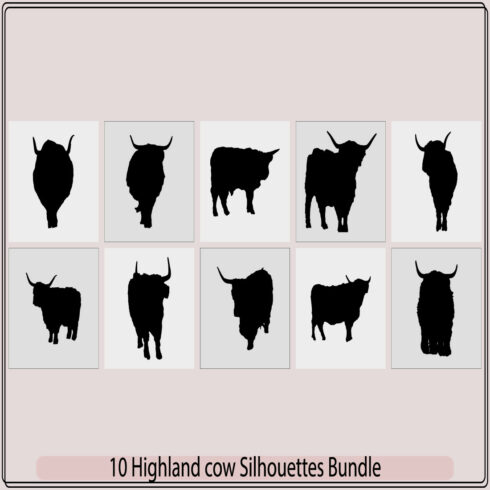 Highland Cow silhouette,Vector Illustrated portrait of Highland cattle,Yak Head Silhouette Scottish Highland Cattle cover image.