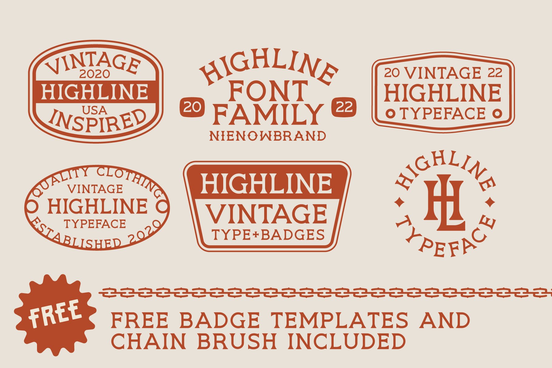 HIGHLINE Font | Vintage Font preview image.