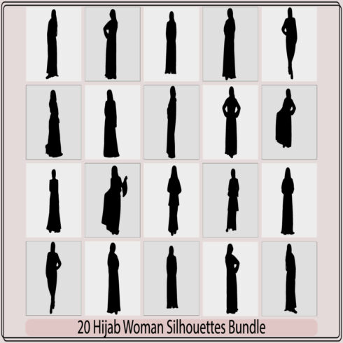 beautiful Muslim woman in hijab fashion silhouette vector,vector beautiful women muslim hijab black vector,Beautiful young arabic woman in hijab cover image.