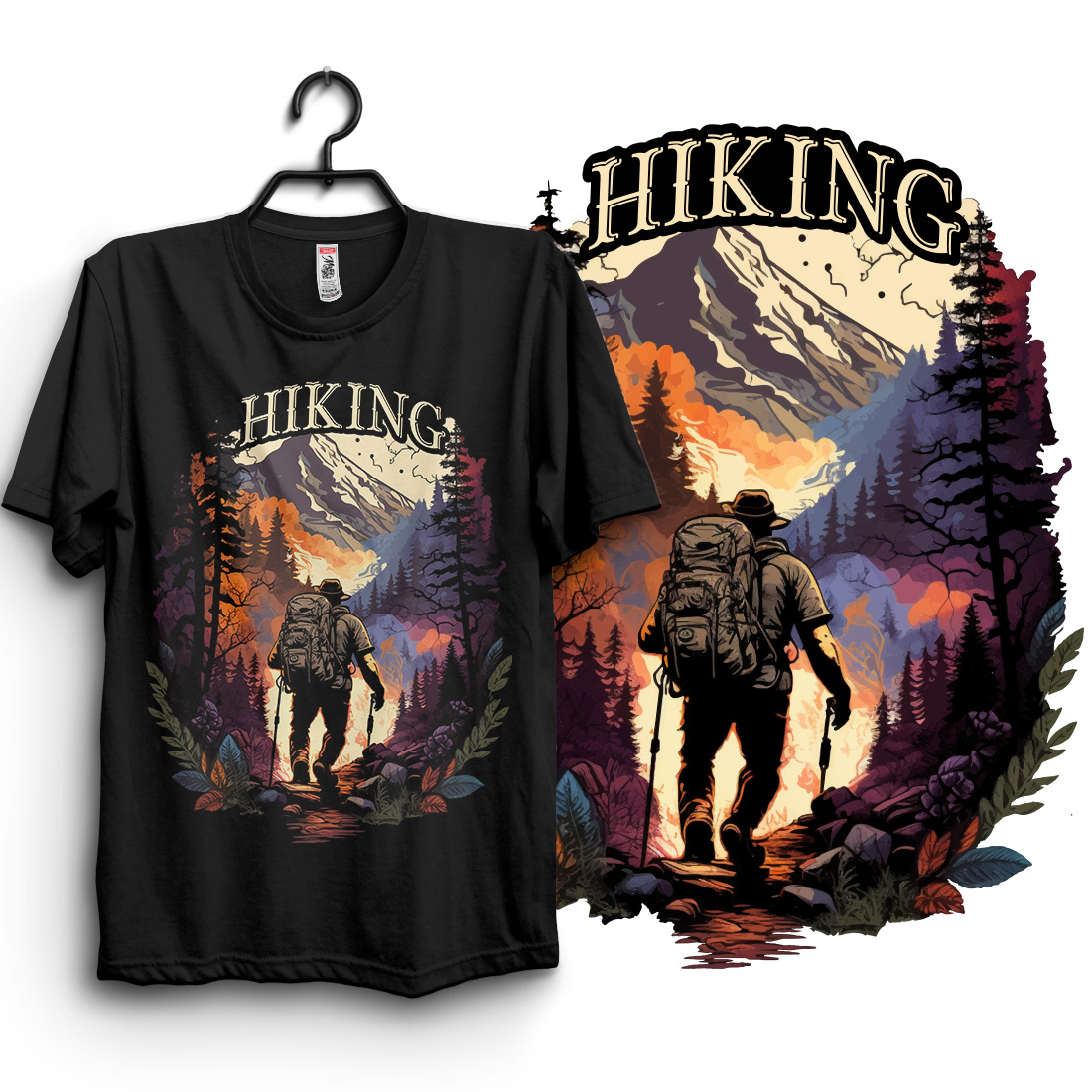 Hiking T-shirt Design, Best Hiking t shirt, Hiking mountain forest retro vintage t shirt design, Adventure, travel, hiking cover image.