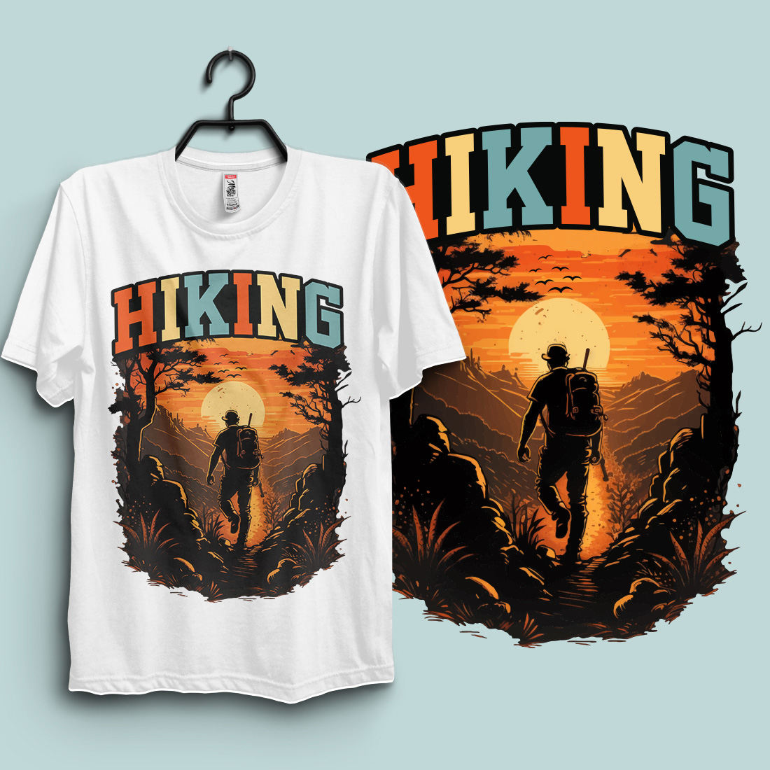 Hiking T-shirt Design, Best Hiking t shirt, Hiking mountain forest retro vintage t shirt design, Adventure, travel, hiking cover image.