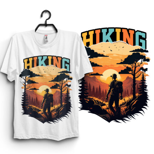 Hiking T-shirt Design, Best Hiking t shirt, Hiking mountain forest retro vintage t shirt design, Adventure, travel, hiking cover image.