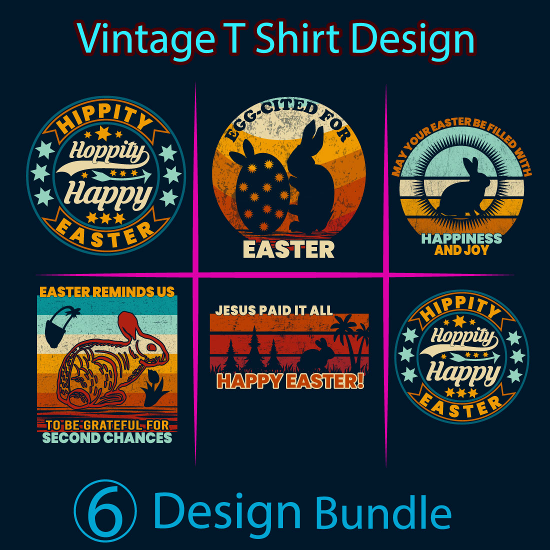 Easter vintage t-shirt design cover image.