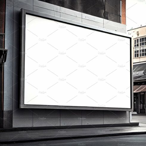 Blank white outdoor horizontal billboard mock-up on facade moder cover image.