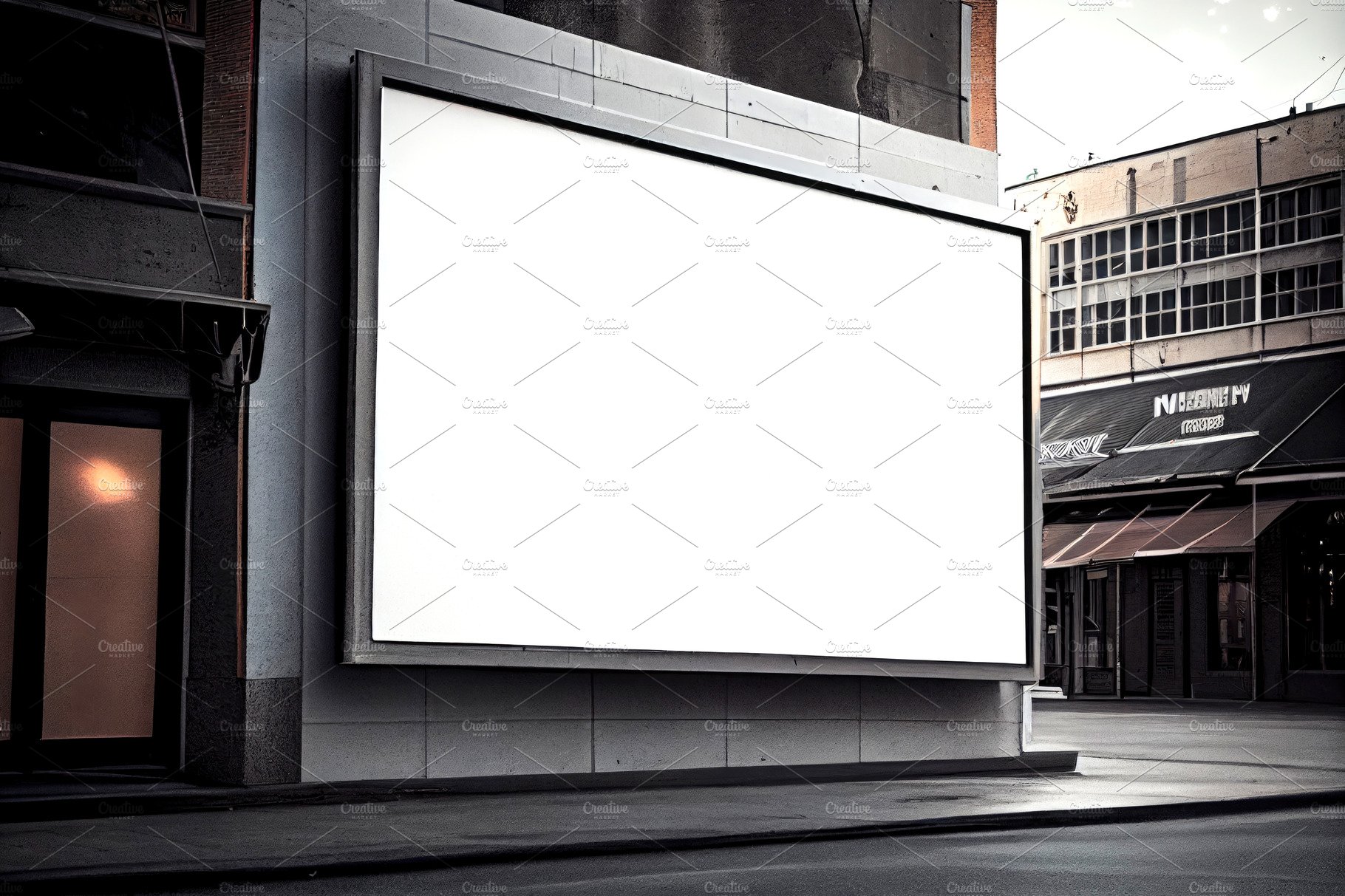 Blank white outdoor horizontal billboard mock-up on facade moder cover image.