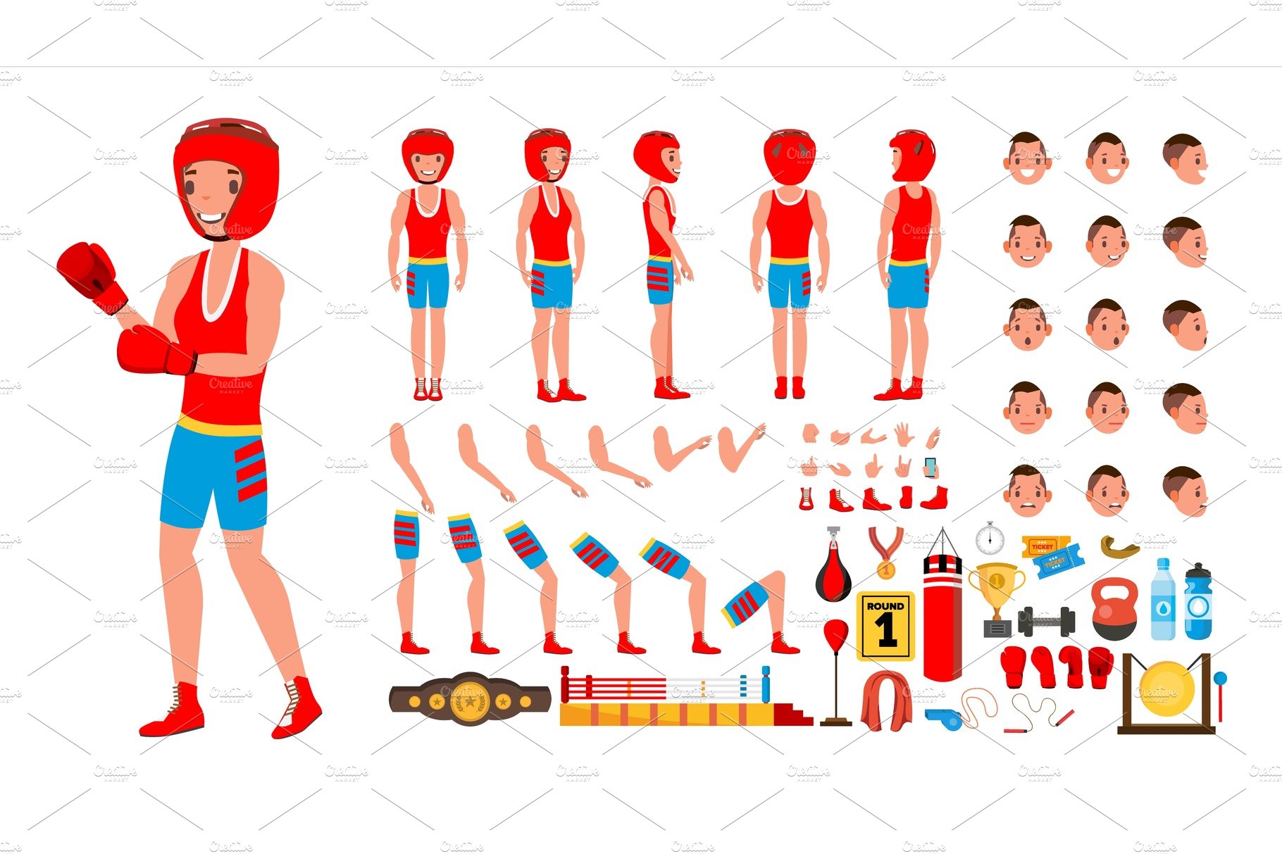 Boxing Player Vector. Animated cover image.