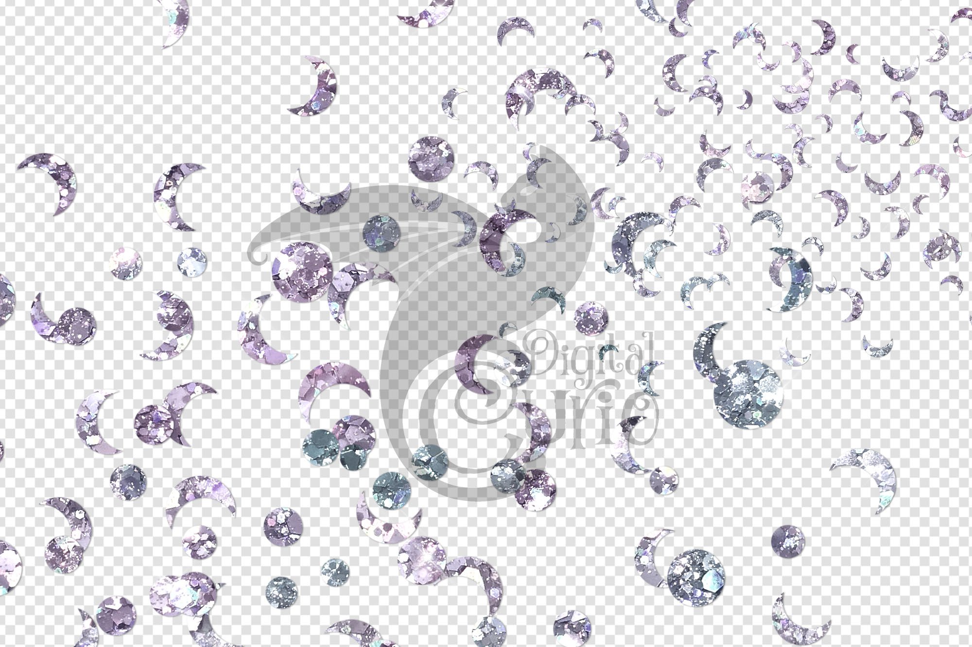 holographic moon glitter clipart preview 3 702