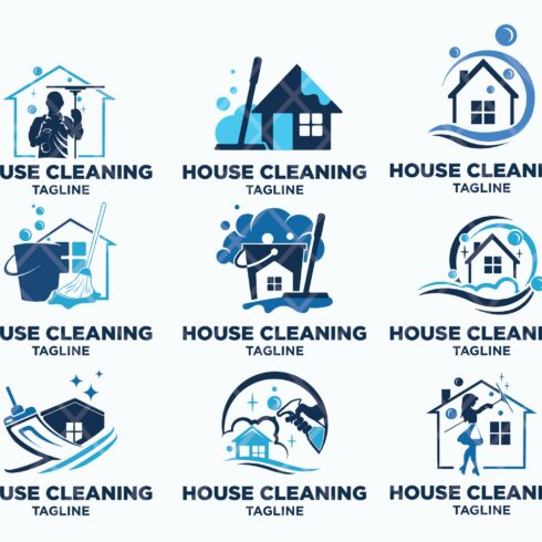 House Cleaning Service Logo Bundle cover image.