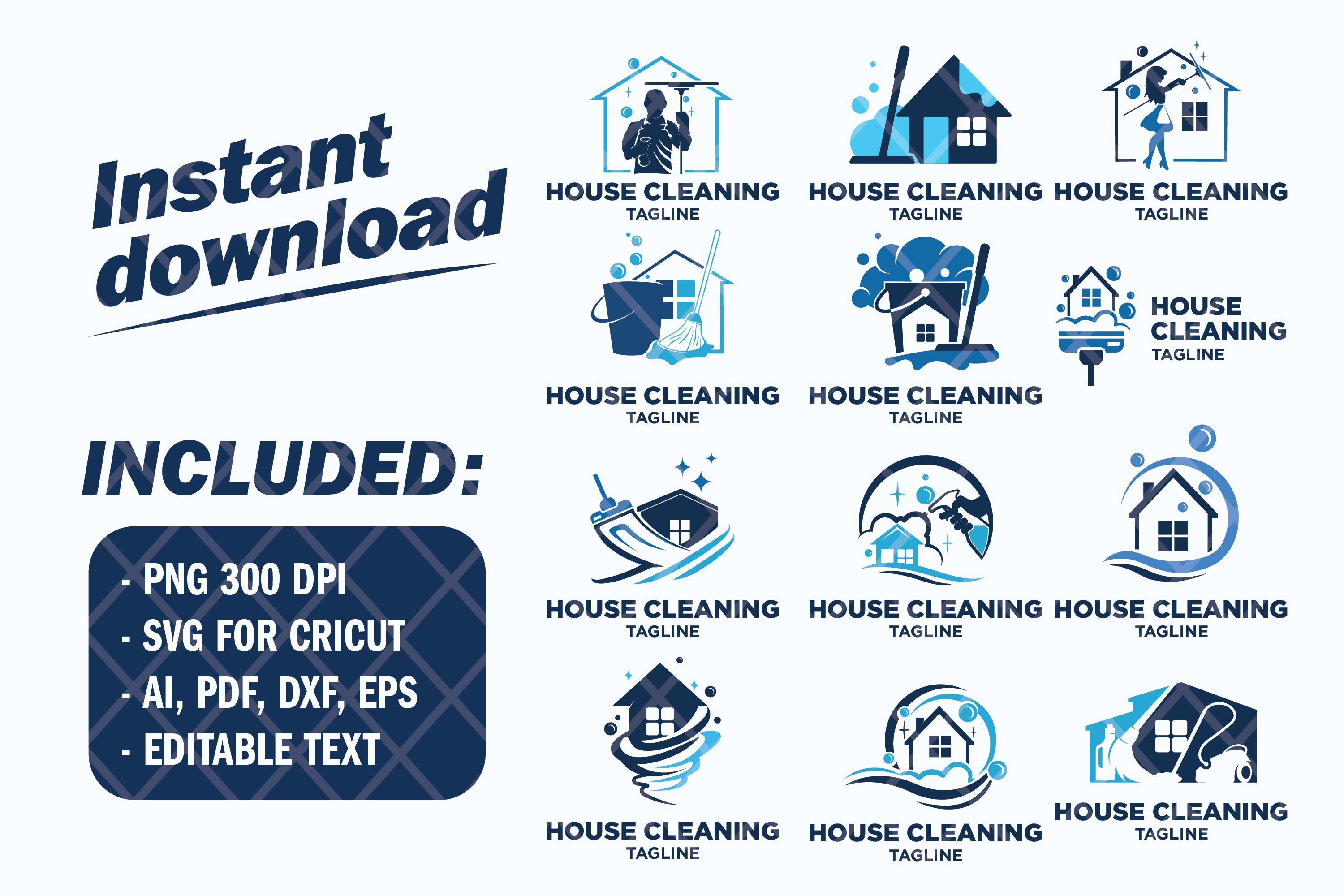 House Cleaning Service Logo Bundle preview image.
