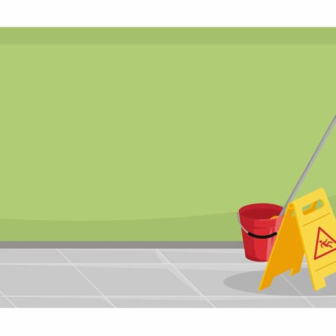 Cleaning tools flat illustration cover image.