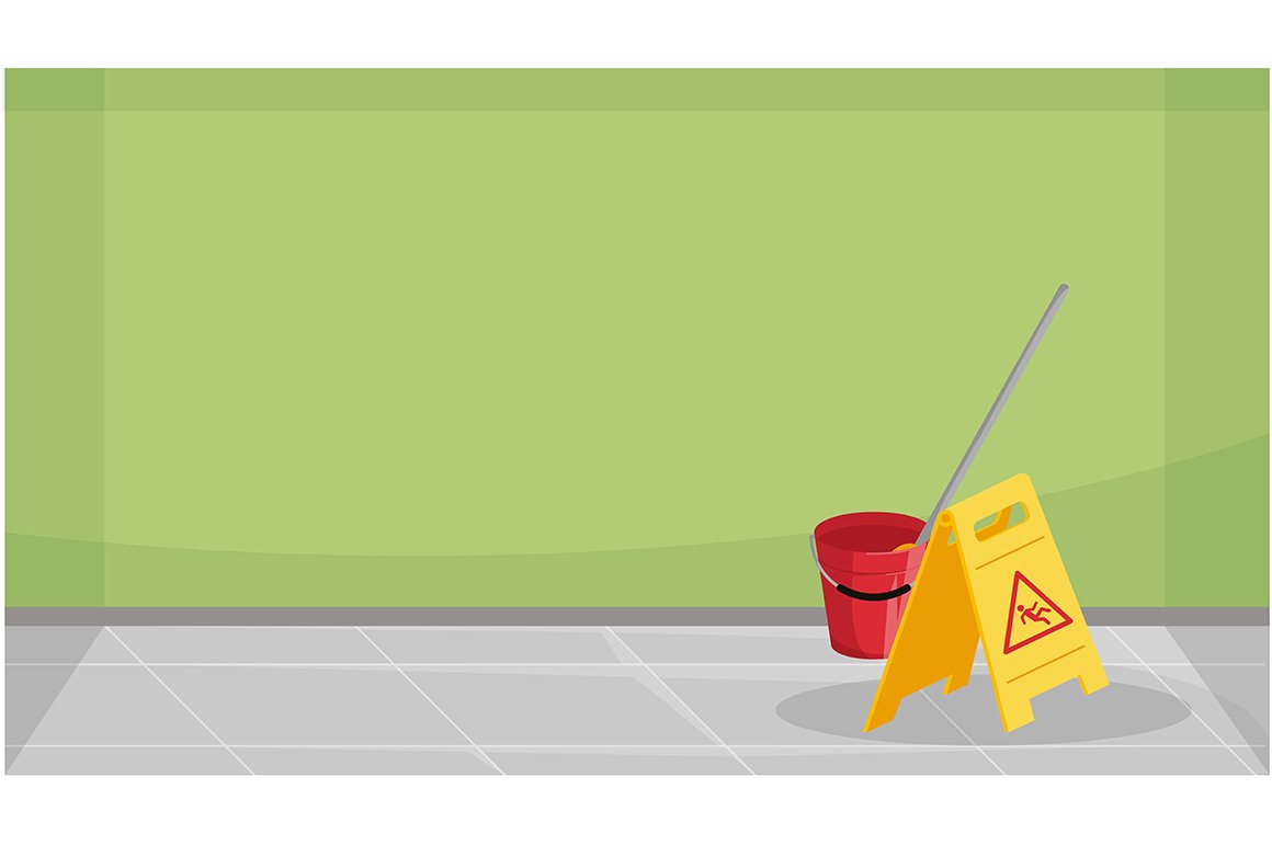 Cleaning tools flat illustration cover image.