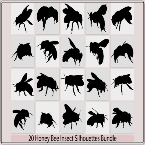 Honeybee silhouettes clipart collection,Bee Icon Bug Logo on White Background Vector,Graphic illustration of silhouette honey bee,bee icon cover image.