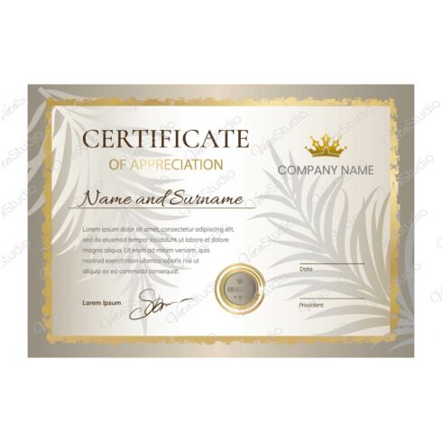 Certificate With Palm Leaves - Only 6$ cover image.