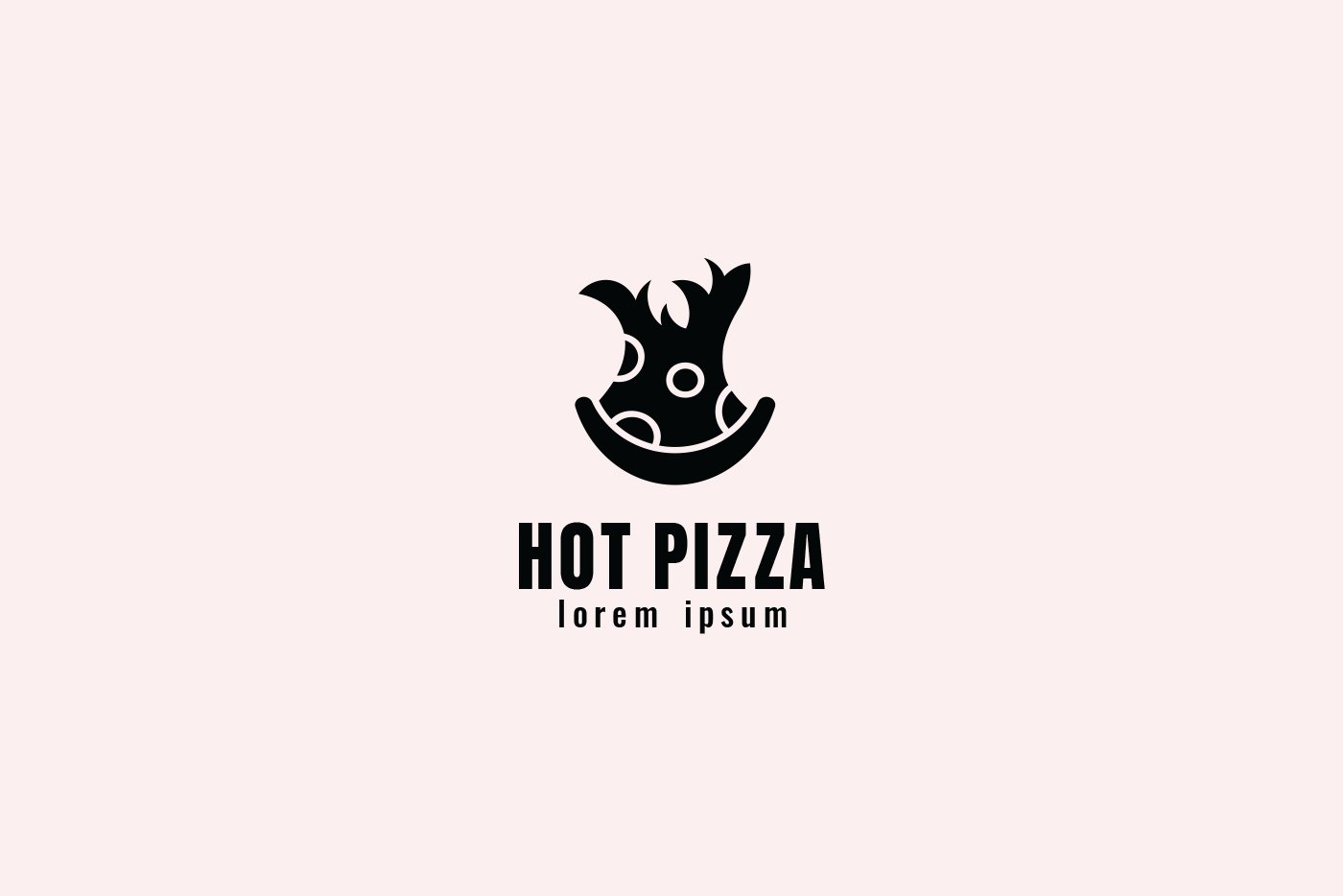 Hot Pizza Restaurant Logo Template preview image.
