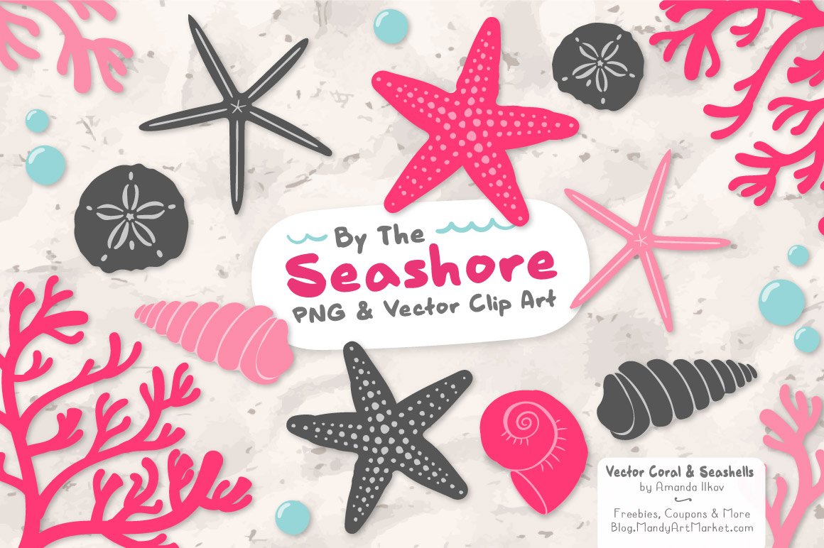 Seashells Clipart in Hot Pink cover image.