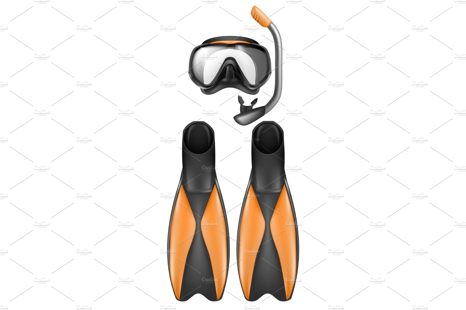 Vector diver equipment, snorkel mask cover image.