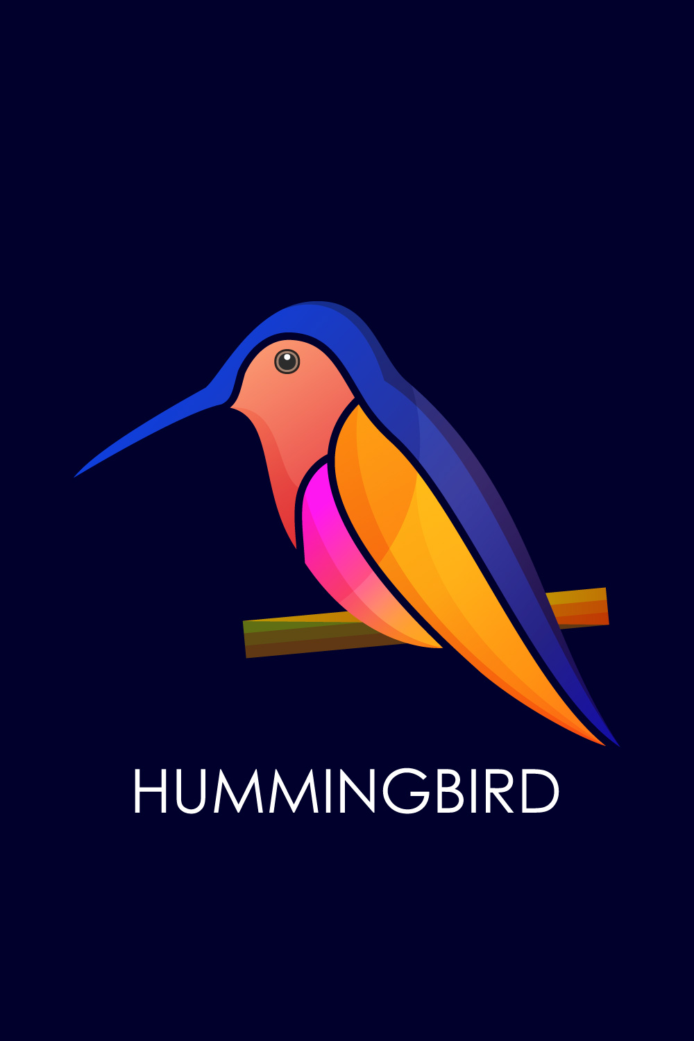 Modern colorful Hummingbird logo design template vector illustration, Bird logo design pinterest preview image.