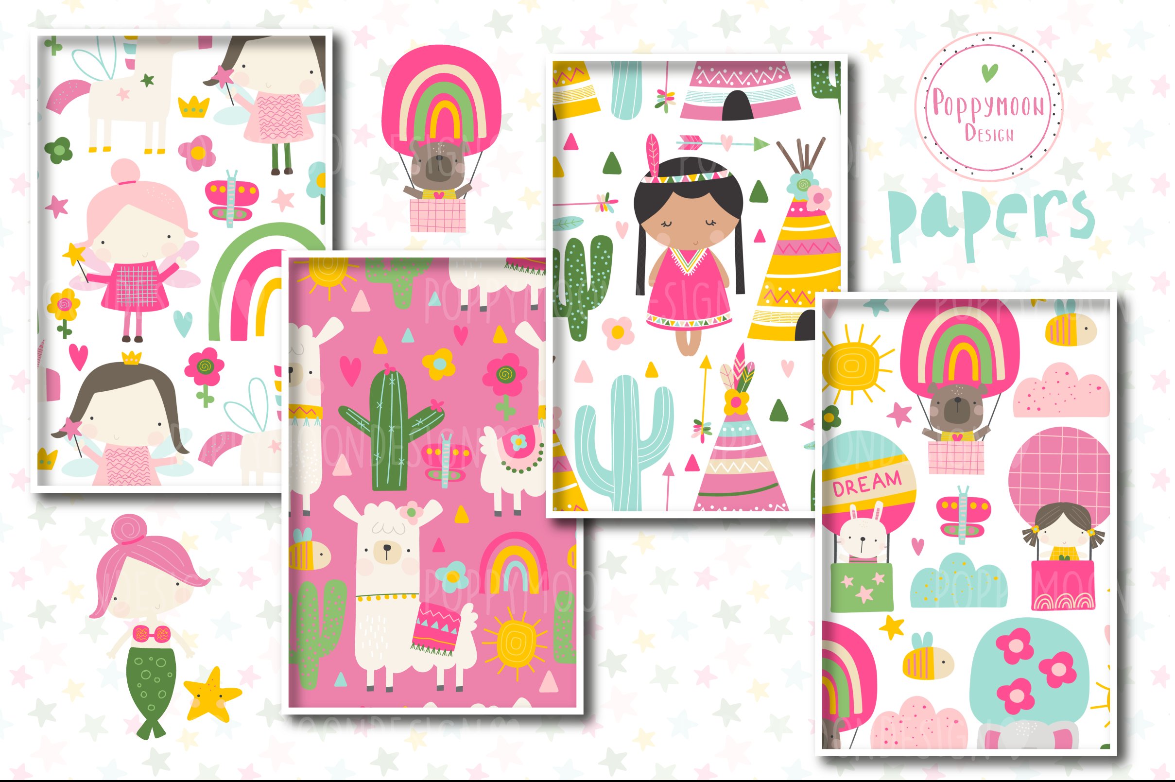 Girly paper set preview image.