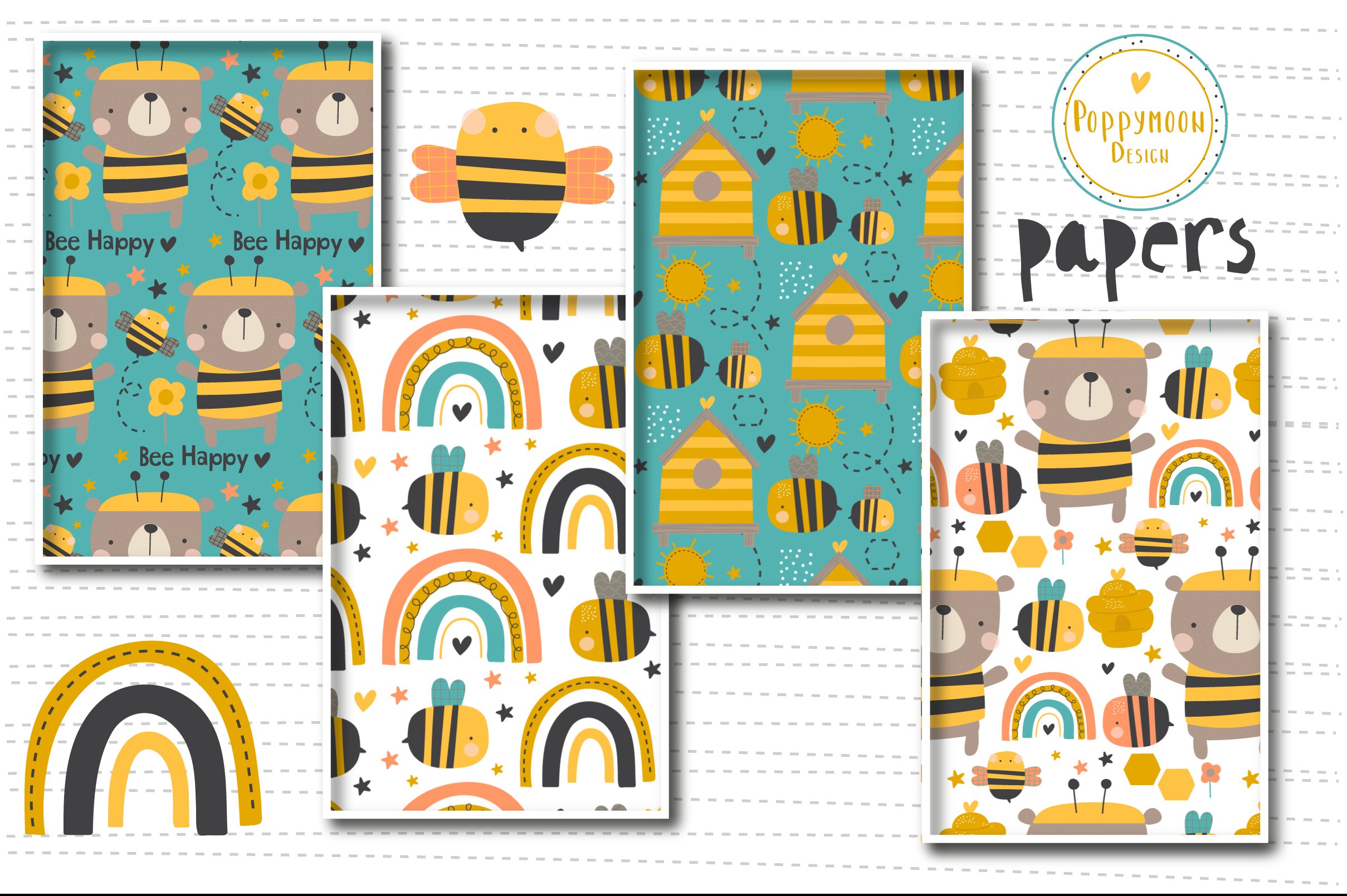 HoneyBee paper set preview image.