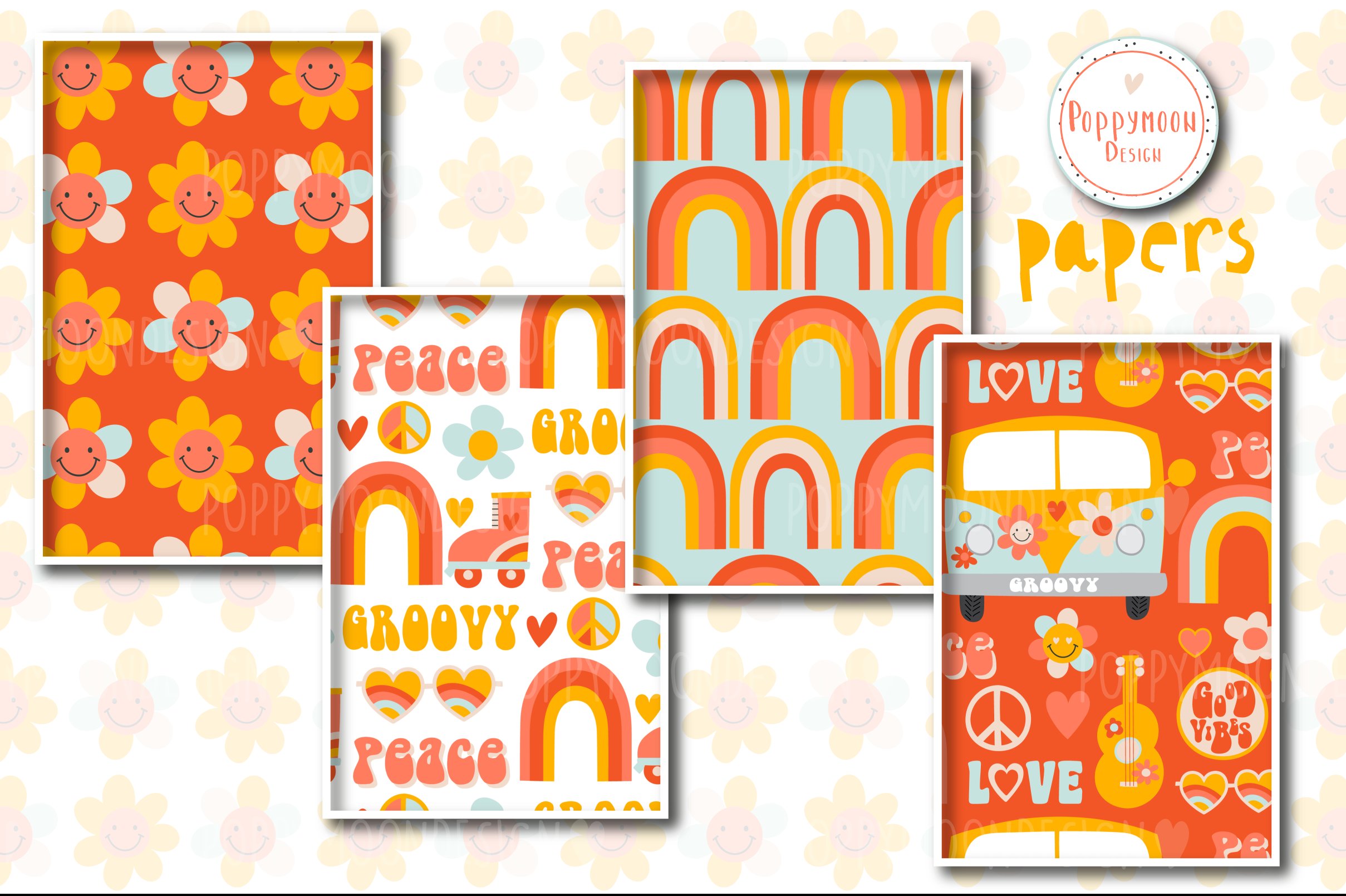 Groovy paper set preview image.