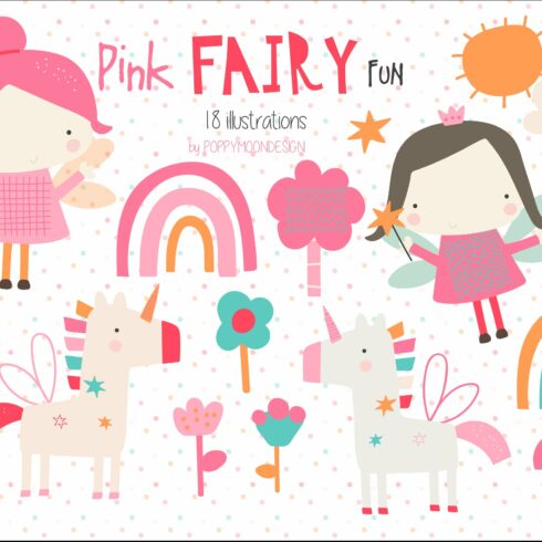 Pink Fairy fun clipart cover image.