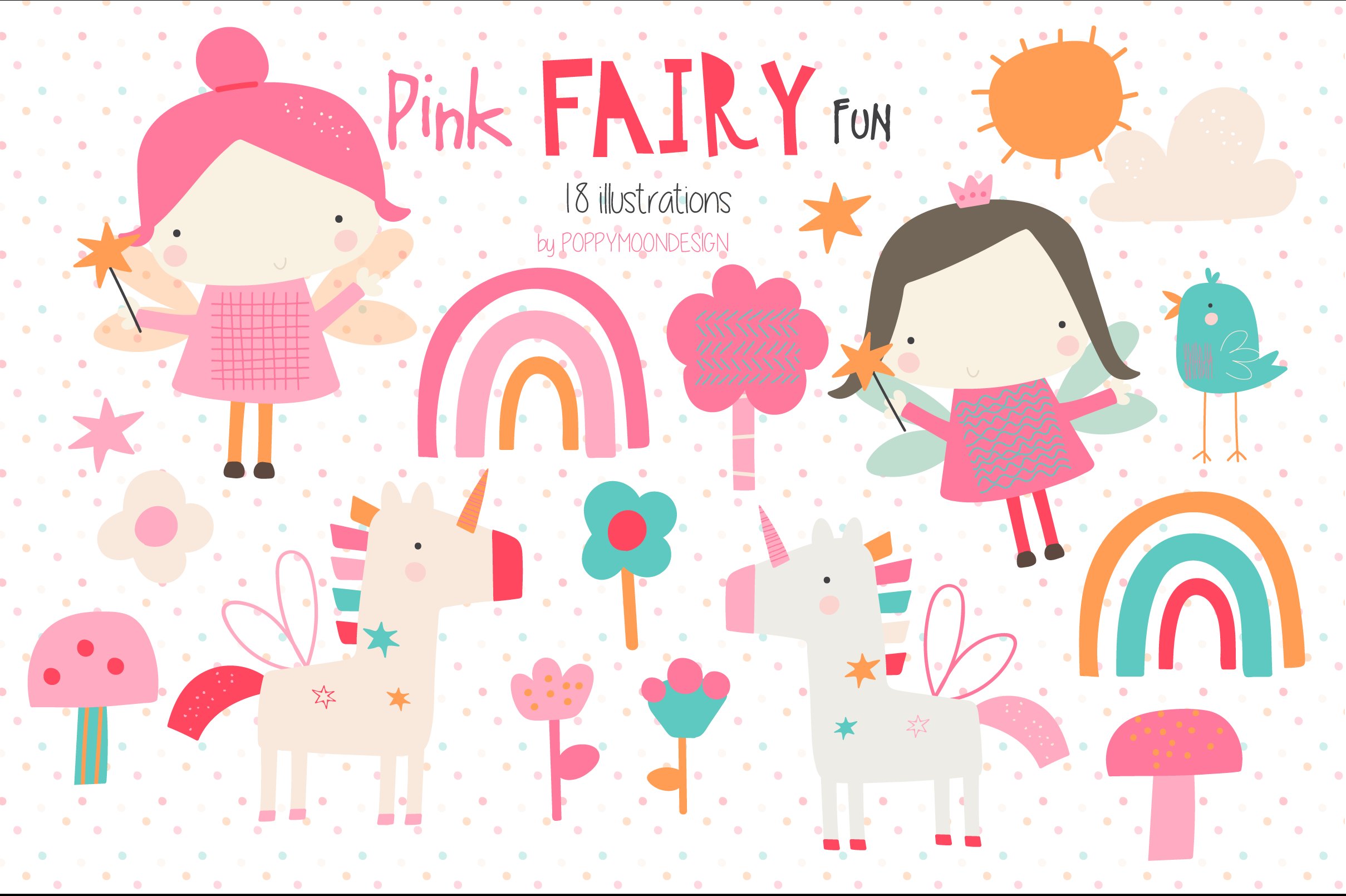 Pink Fairy fun clipart cover image.