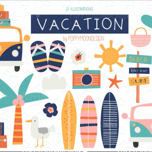 Vacation clipart set cover image.