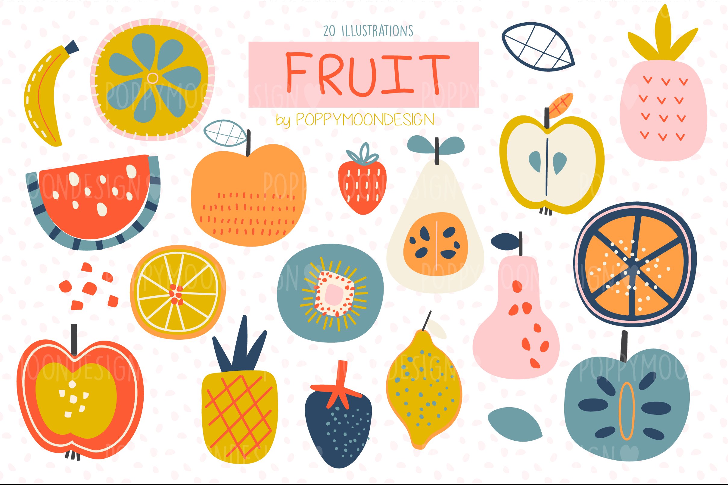Fruit clipart set cover image.