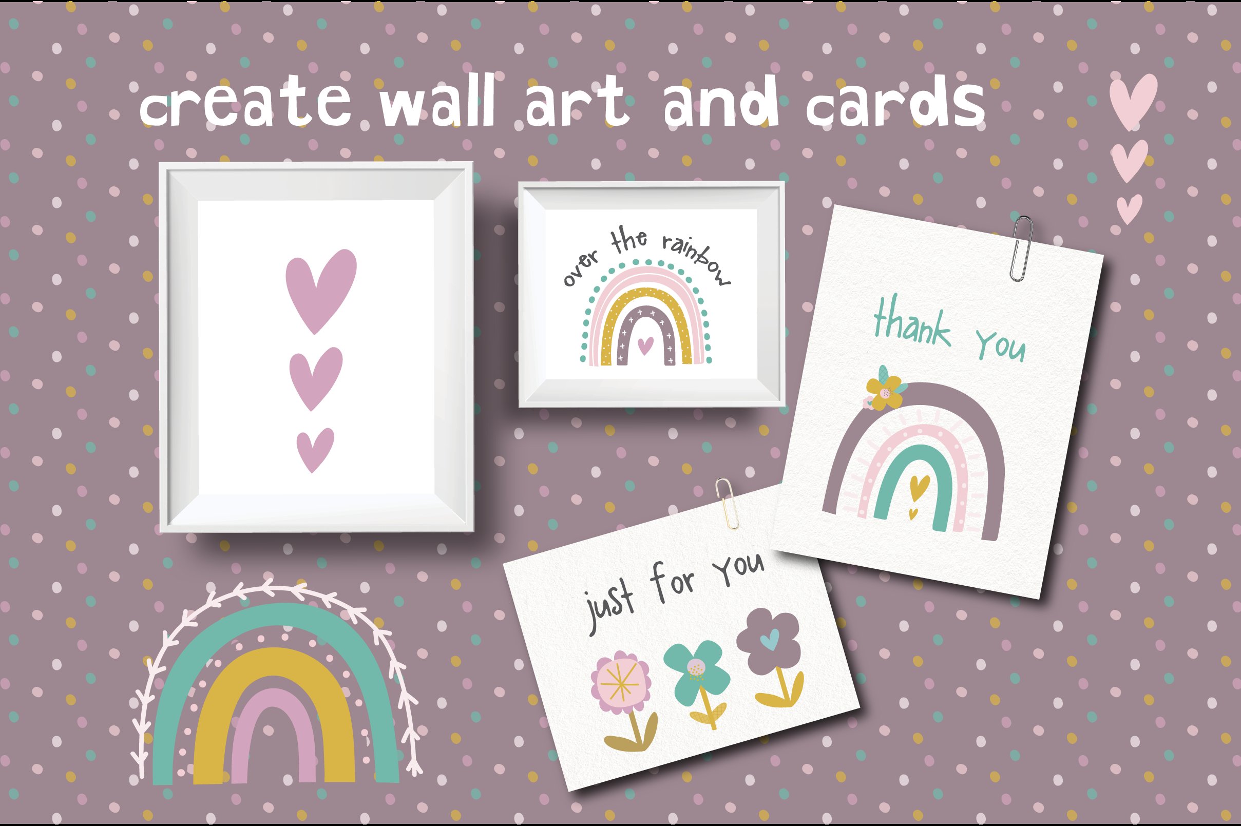 Rainbows & Flowers clipart preview image.
