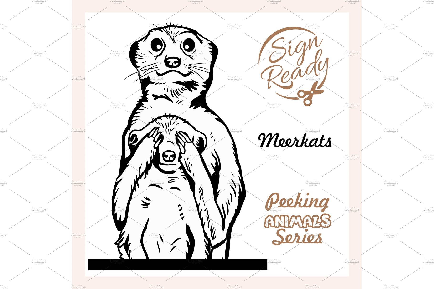 Meerkats - mom and baby - vector cover image.