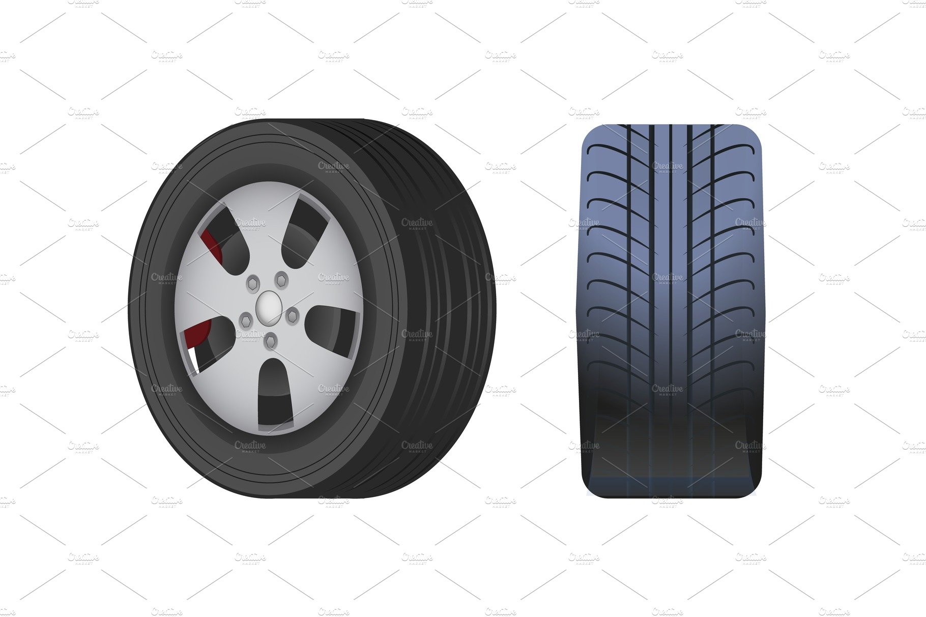 Rubber Car Wheel, Black tyre Vector cover image.