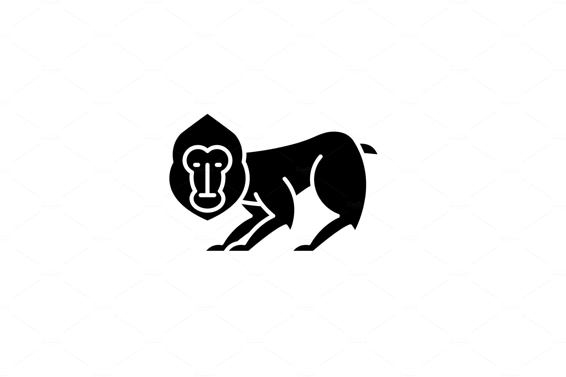 Chimpanzee black icon, vector sign cover image.