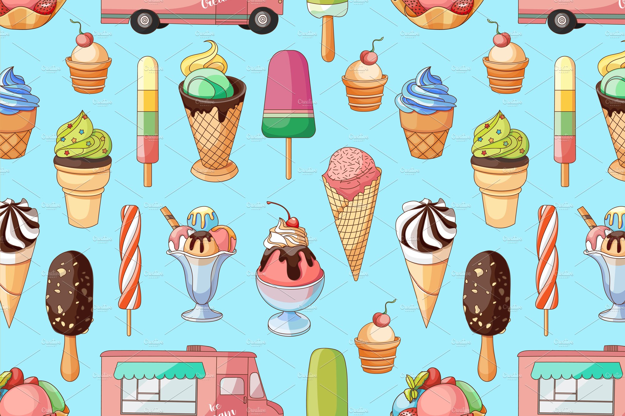 Ice creams collection pattern cover image.
