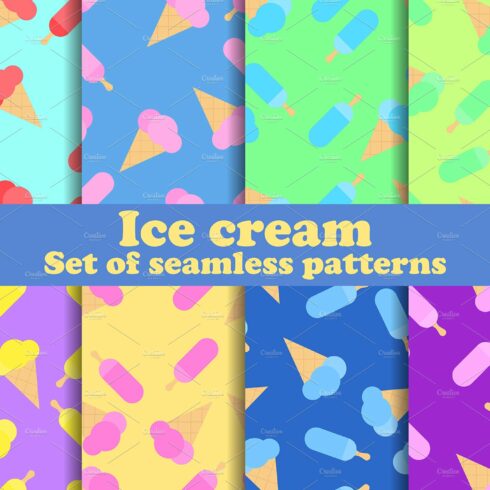 Ice cream set seamless pattern cover image.
