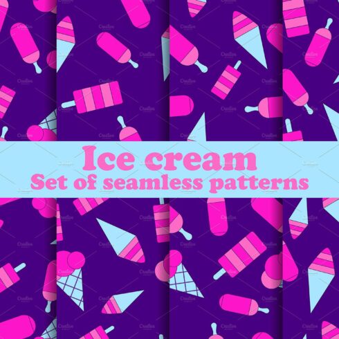 Ice cream set seamless pattern cover image.