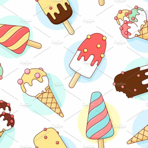 Seamless pattern with ice cream cover image.