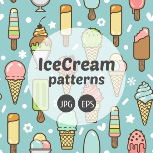 Colorful ice cream seamless pattern cover image.
