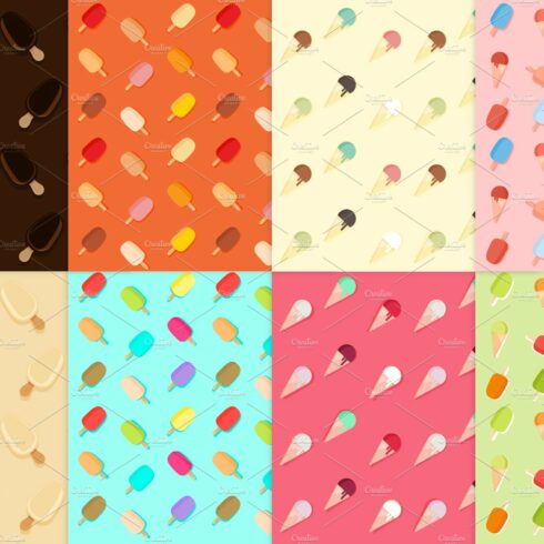 8 icecream seamless patterns cover image.