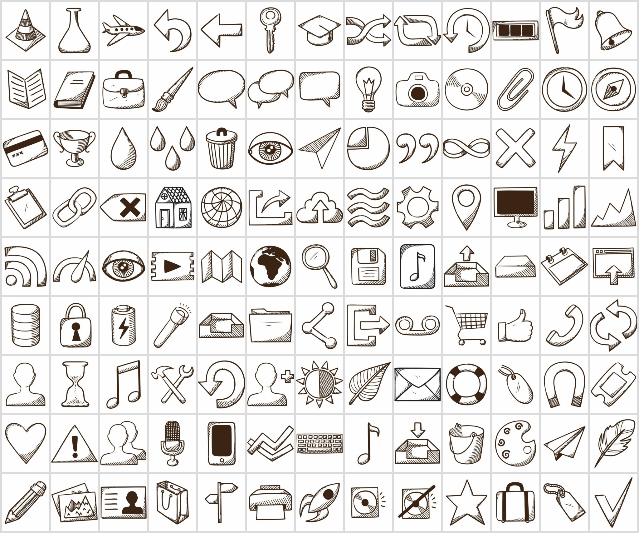 Collection of icons in sketch style – MasterBundles
