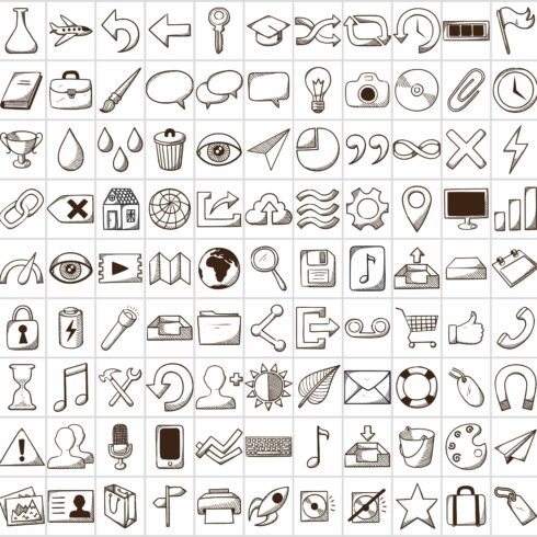 Collection of icons in sketch style cover image.
