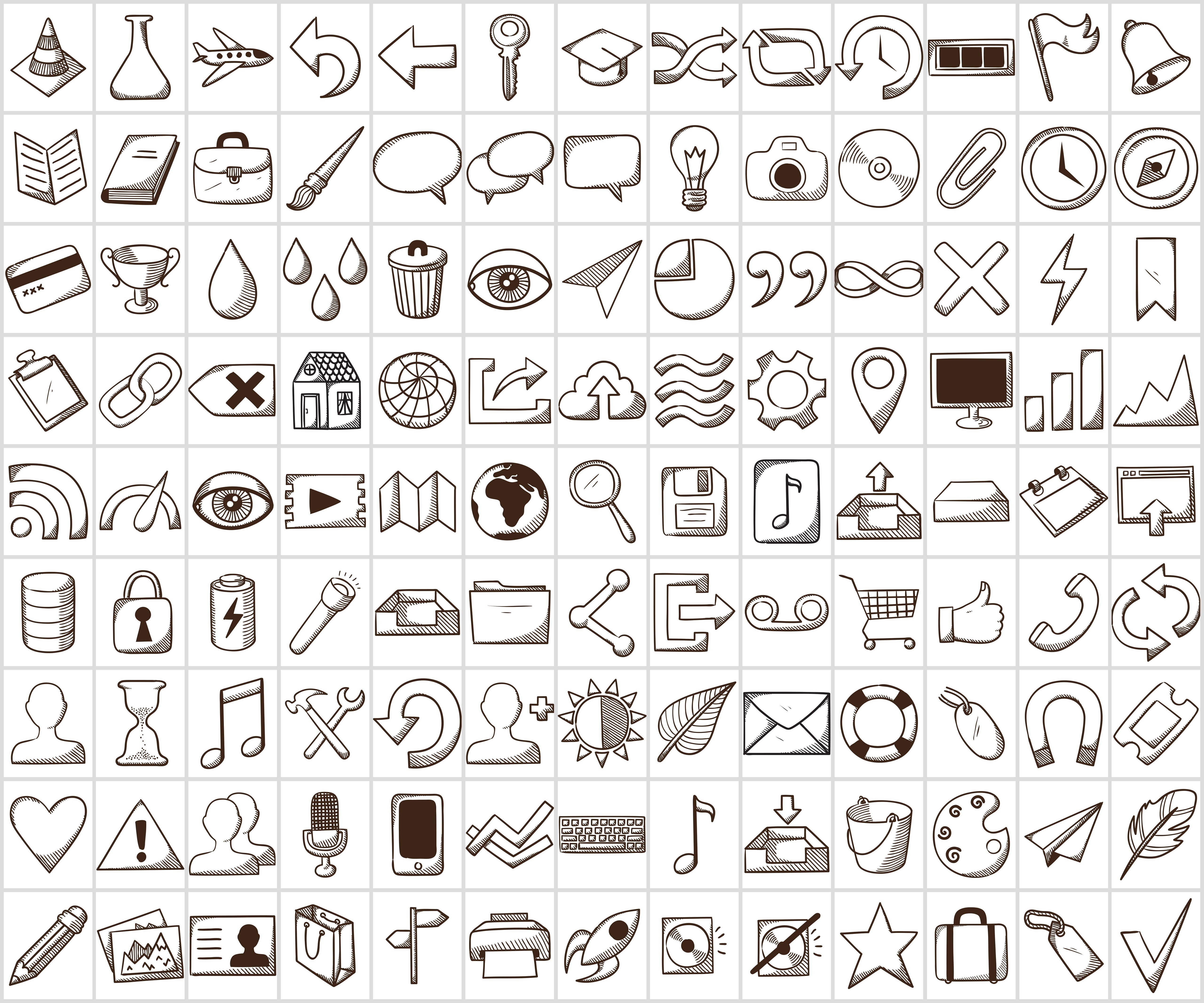 Collection of icons in sketch style cover image.