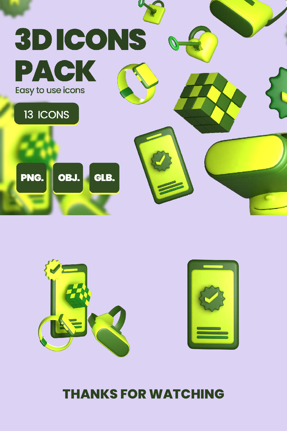 3d icon pack pinterest preview image.