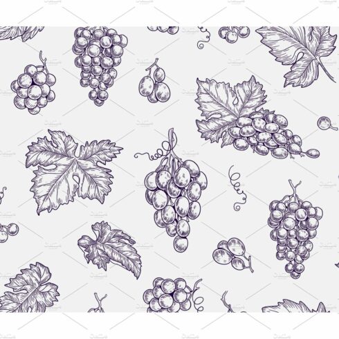 Grape pattern. Vine seamless texture cover image.