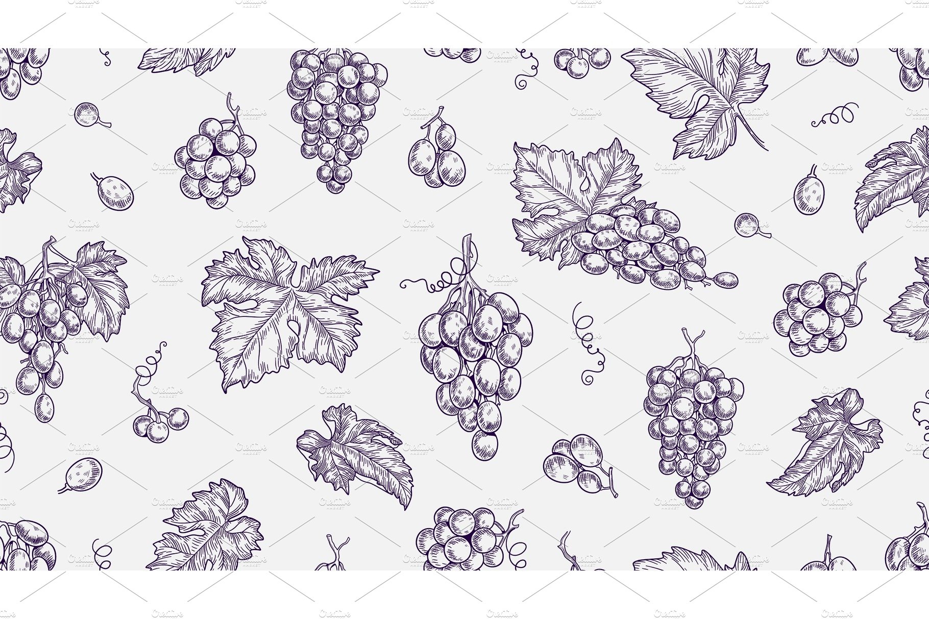 Grape pattern. Vine seamless texture cover image.