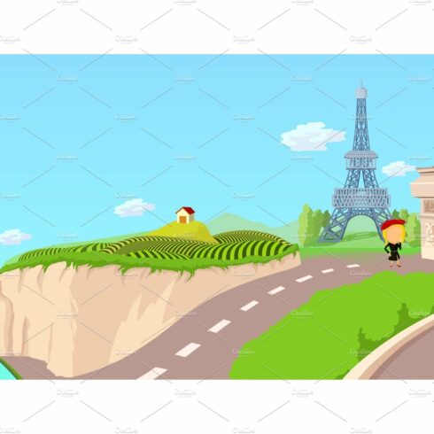 France travel horizontal banner cover image.