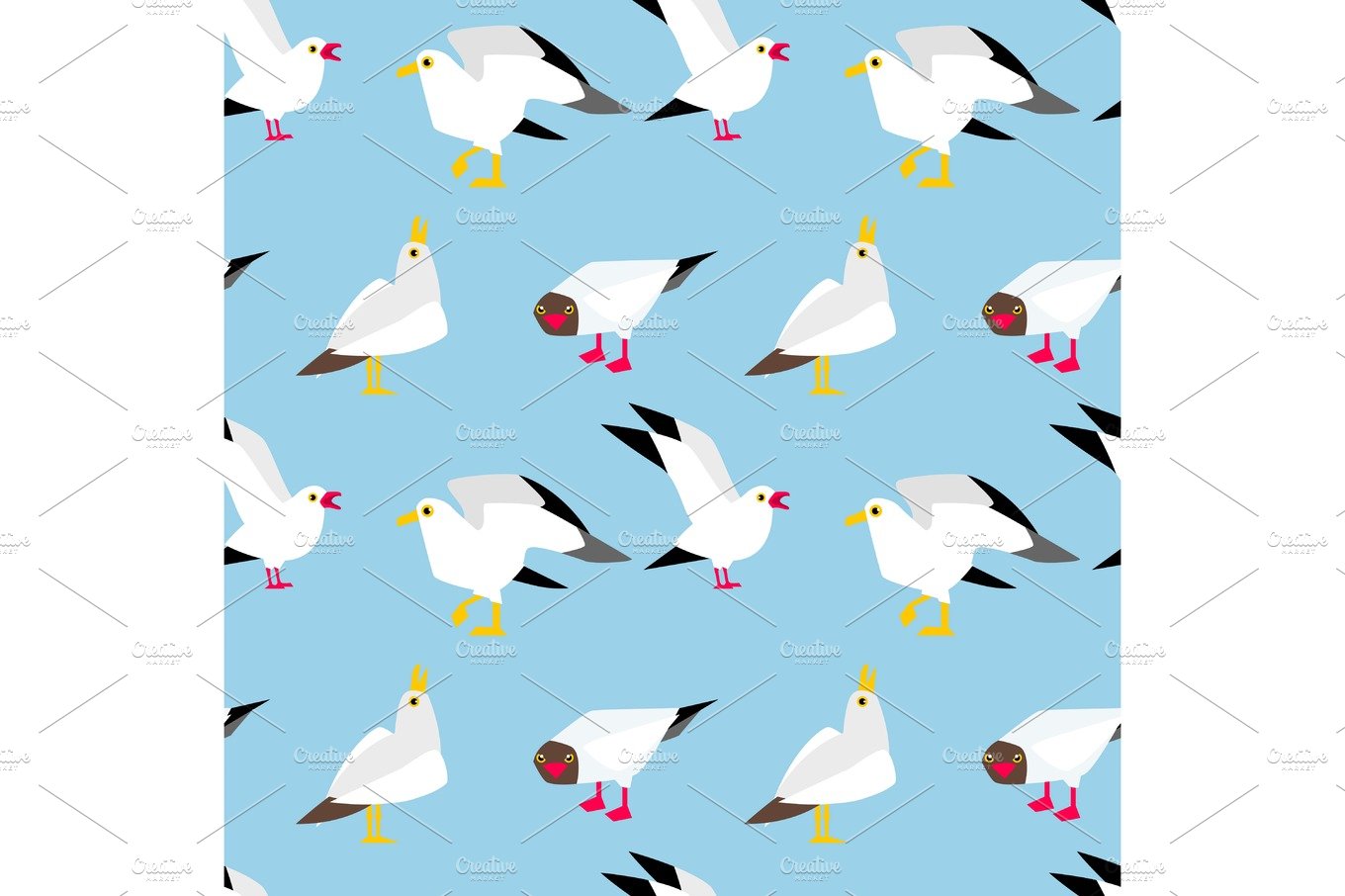 Seagulls flying in the sky. cover image.
