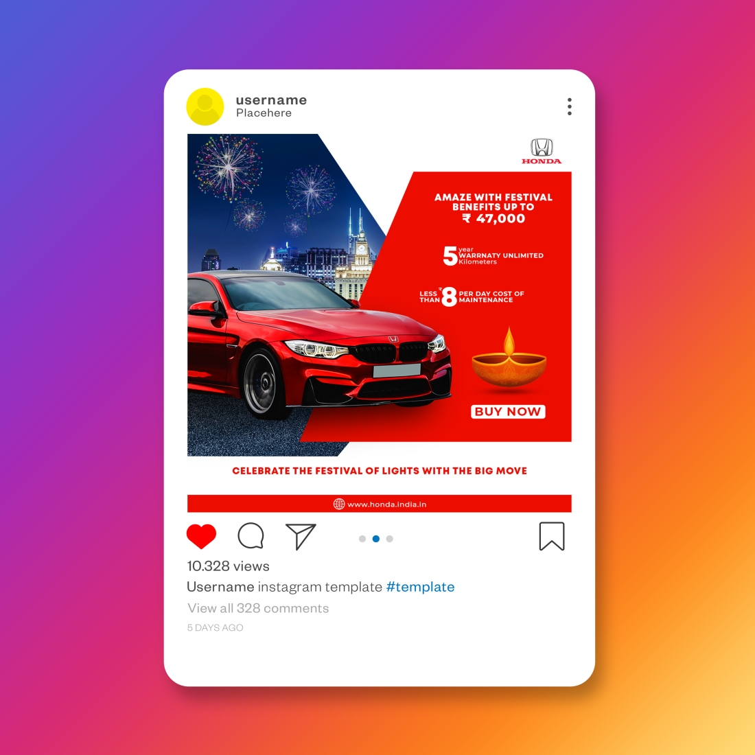 Automobile social media design template preview image.