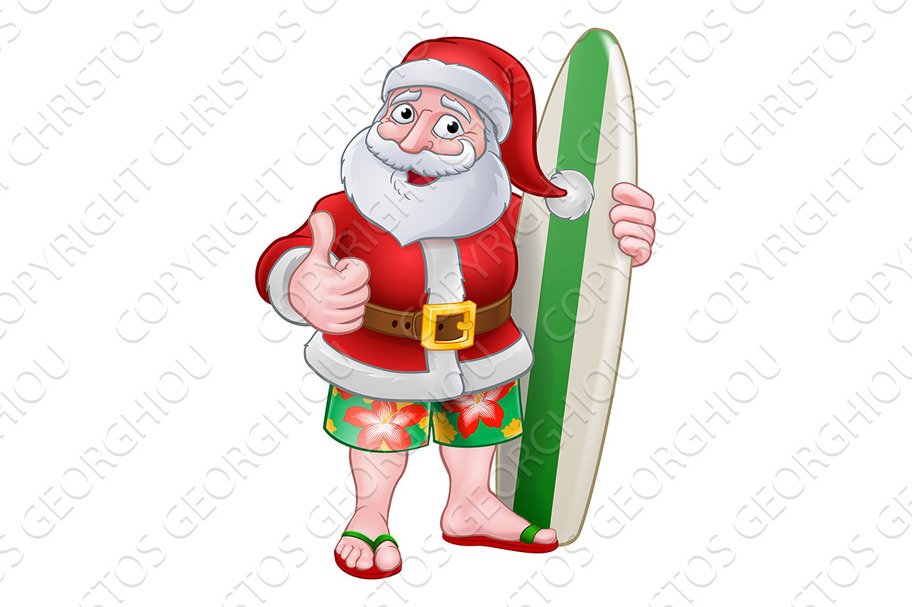 Santa Claus Surf Christmas Cartoon cover image.