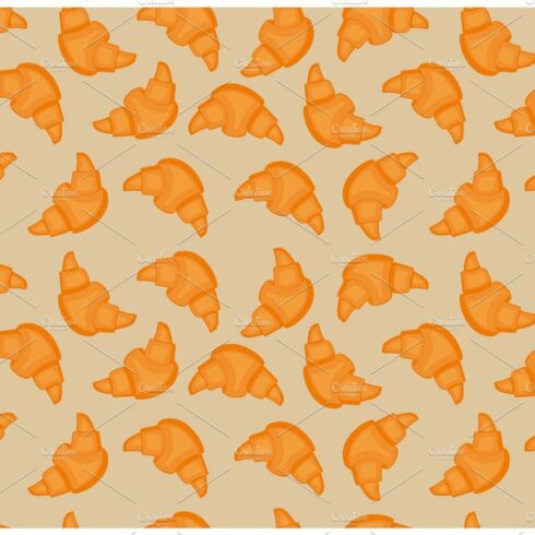 Seamless pattern with many delicious croissants cover image.
